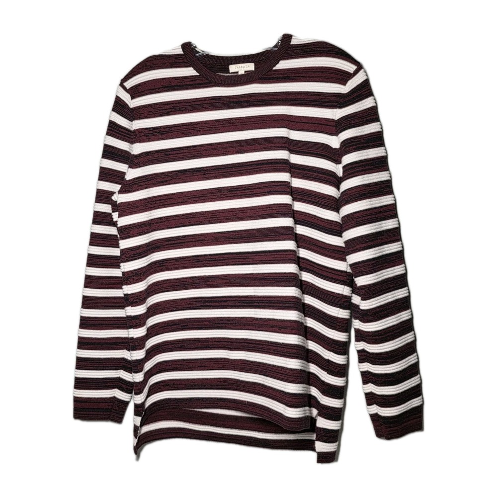 Talbots Womens‎ Size Medium Sweater Longsleeve Striped Burgundy And White